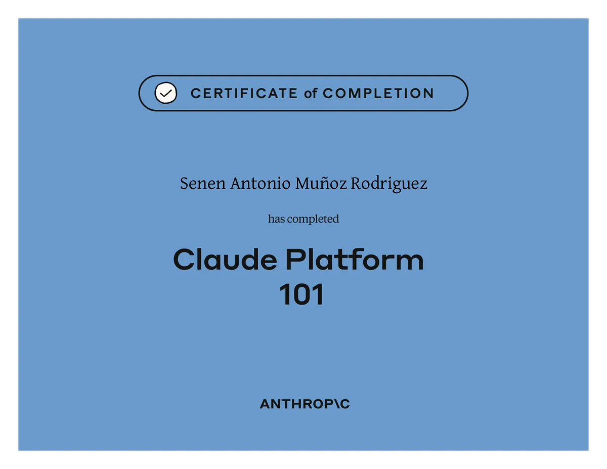 Certificado Claude Platform 101 — Anthropic